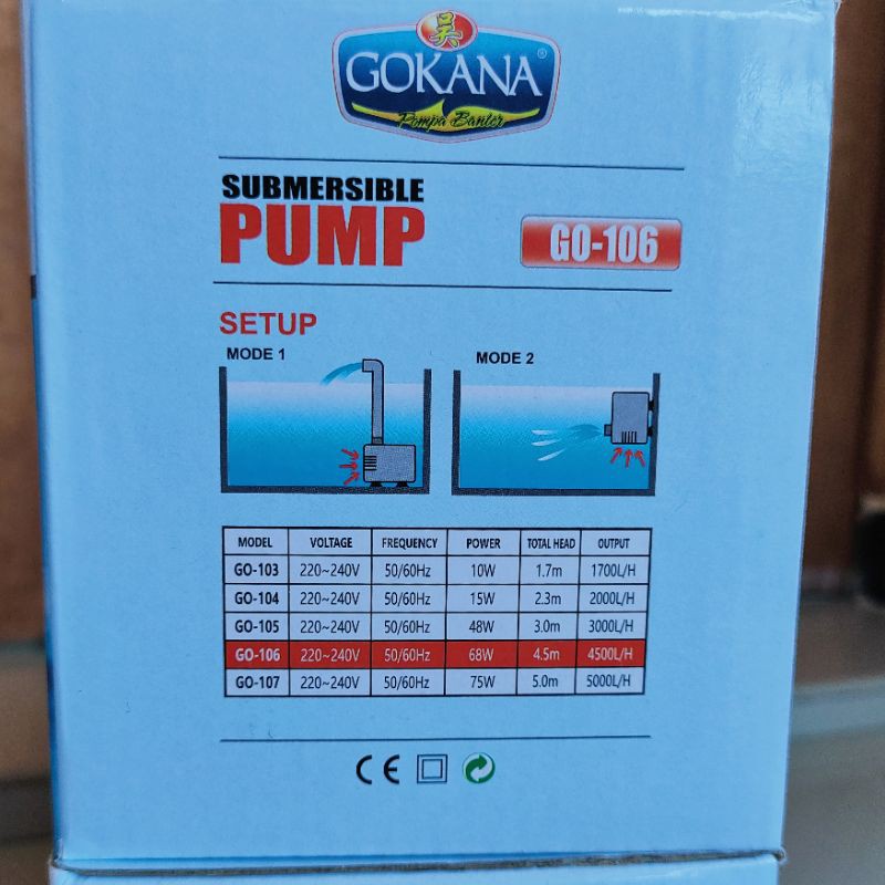 GOKANA GO-106 Pompa Filter  Kolam Hidroponik Akuarium Water Pump Power Head Submersible Pump