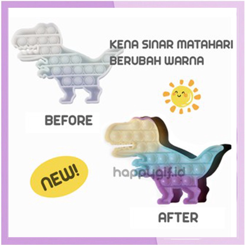 NEW UV EDITION!  BERUBAH WARNA WAKTU KENA UV / SINAR MATAHARI!  Decription:  Features: 1. Material：Silicone. Package include: 1 x Stress Reliever 2. This pop fidget is a great sensory tool you fidget with again and again. 3. Ever catch your children, or m