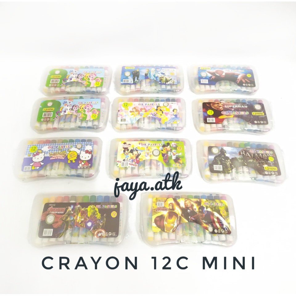 CRAYON 12 WARNA KRAYON 12 WARNA MINI OIL PASTEL CRAYON KARAKTER SOUVENIR CRAYON MINI KECIL