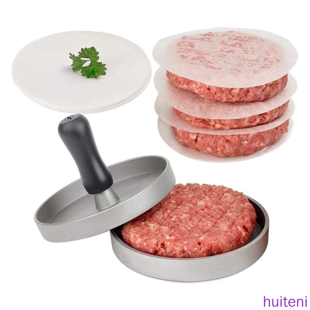 Huite 100pcs / Set Cetakan Patty Hamburger Bahan Metal Anti Lengket Untuk Perlengkapan Dapur