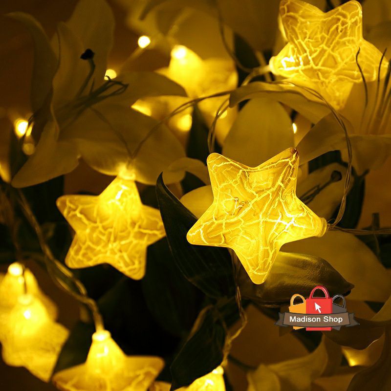 Lampu Natal Bintang Akrilik isi 20 Lampu  Hiasan Lampu Natal Warm White Dekorasi Party Decoration Light Ornamen Natal Grosir Termurah