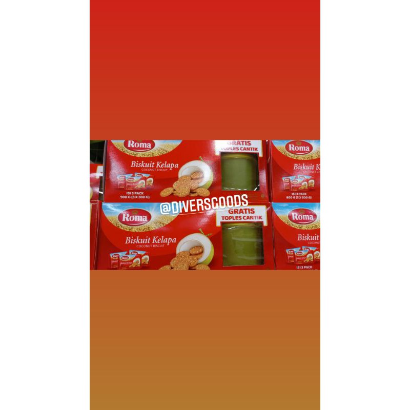 Roma biskuit kelapa bonus toples