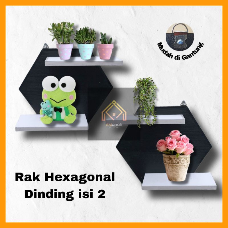 [COD] RAK DINDING HEXAGONAL 2 PCS - RAK DINDING MINIMALIS - RAK PAJANG TEMBOK 2 PCS MISTER_ORDER