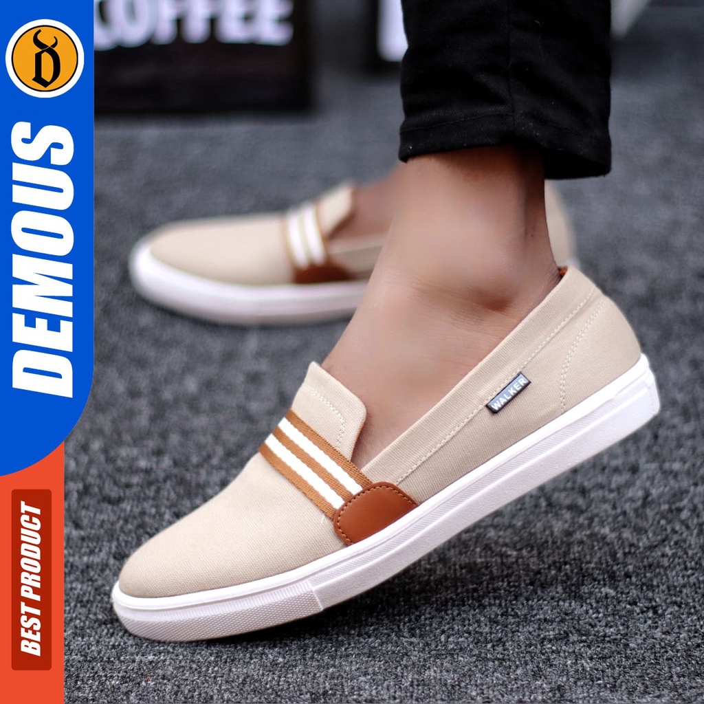 DEMOUS Kante - Sepatu Slip On Casual Slop Pria Kanvas