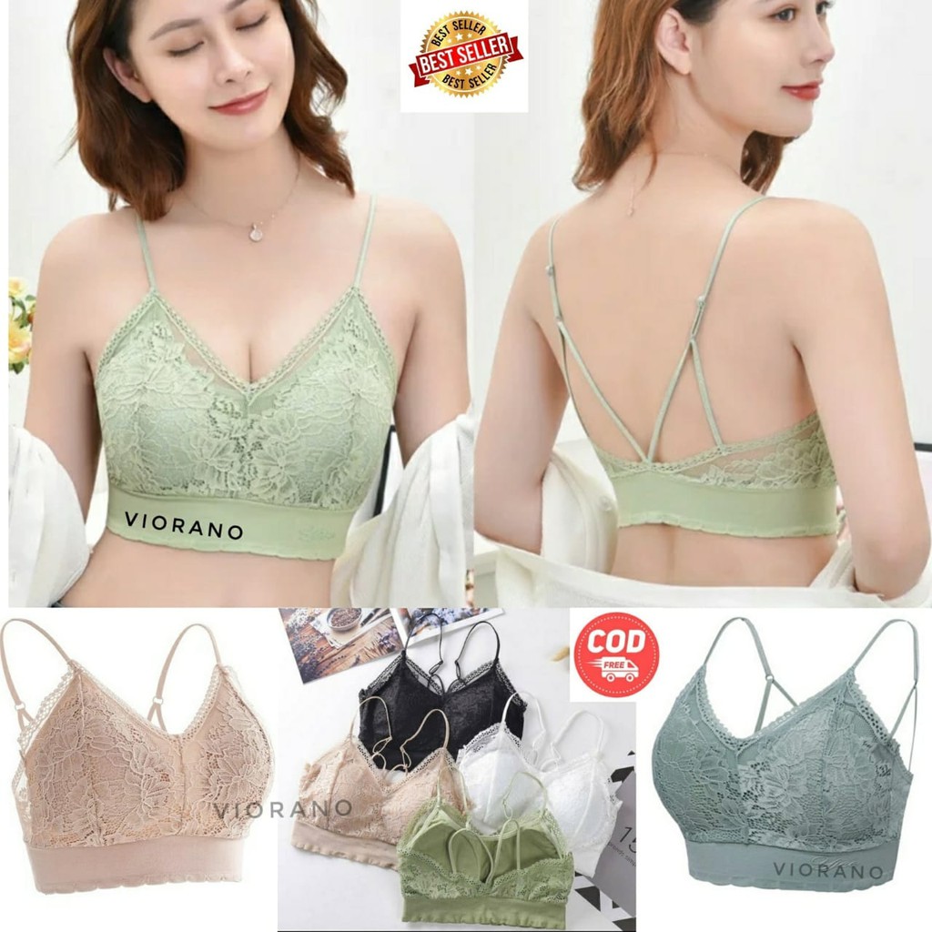 Bralette Import Lace Seamless Renda Bra Nirkabel Tanpa Kait Belakang Bra Model Gaya Korea Bh Wanita