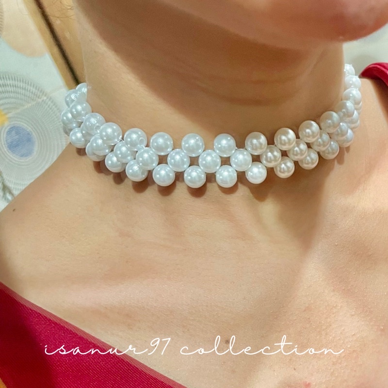 “White Pearl Choker” | Choker Fashion Korean Style pearl Necklace Choker Mutiara