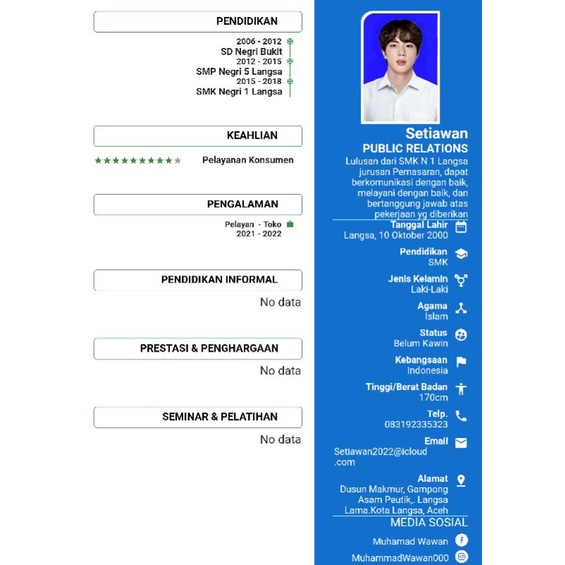 jasa pembuatan CV file jpeg/pdf