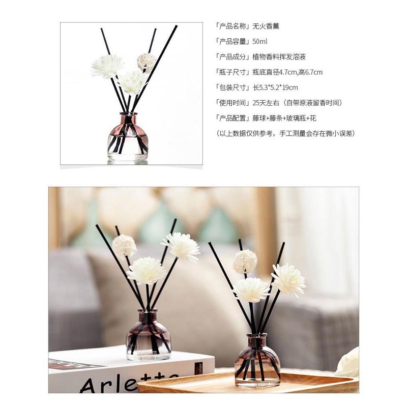 ZUOHE Parfum Ruangan Aroma Diffuser Reed Rattan Sticks 50ml