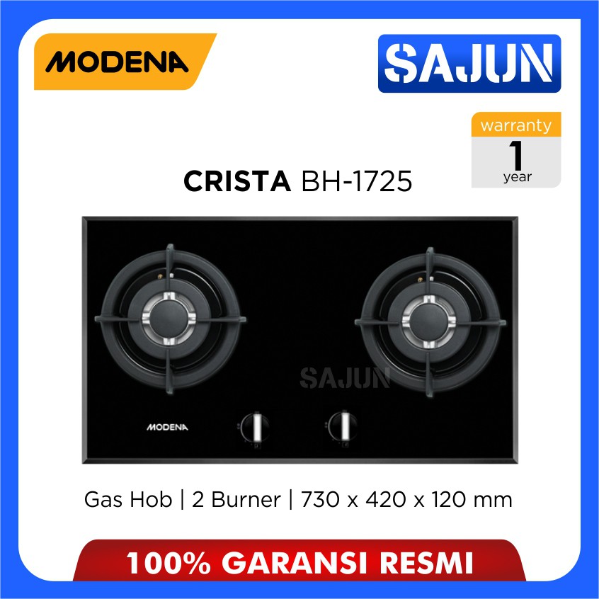 Modena Built in Gas Hob BH 1725 Kompor Tanam 2 Tungku CRISTA BH1725