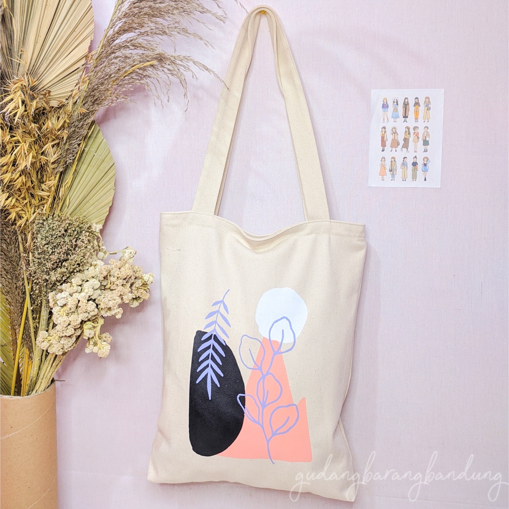 Tote bag Kanvas Kuliah atau Kerja Leaf Design