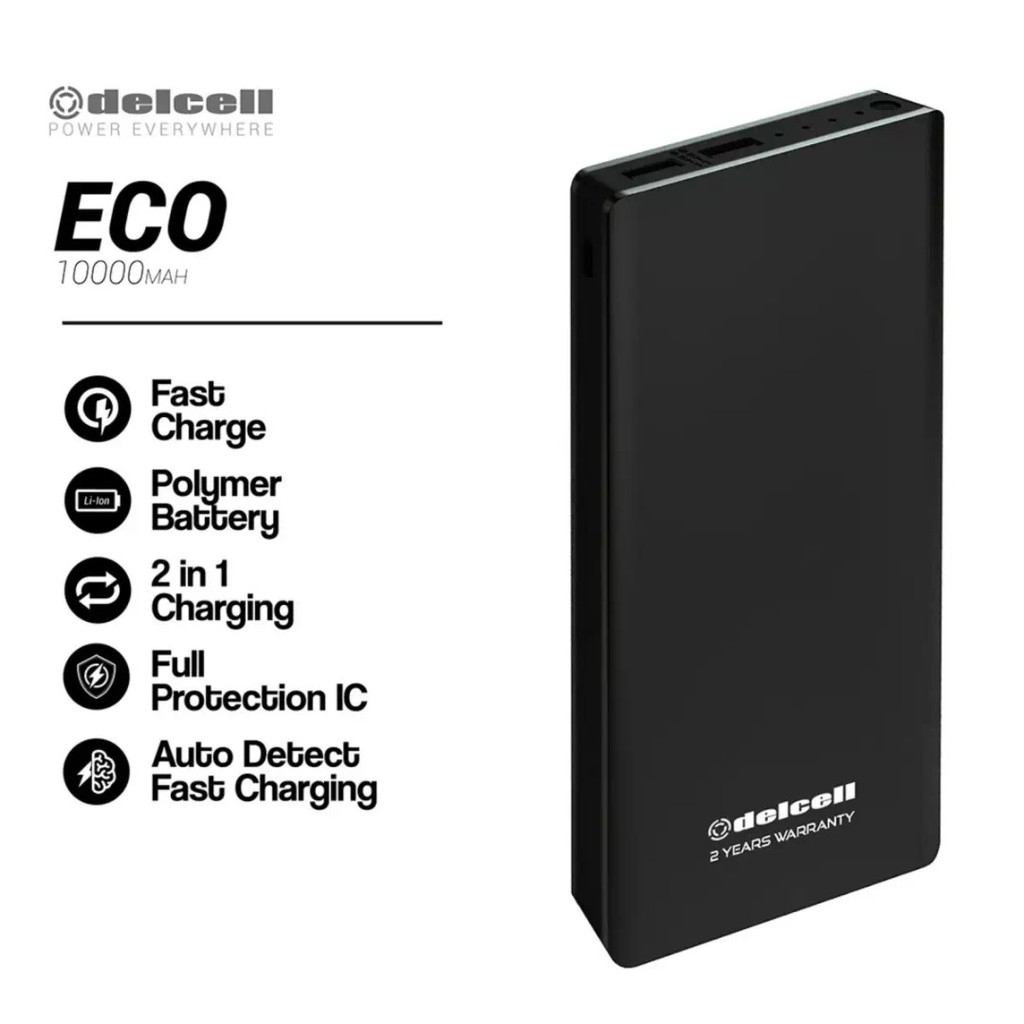 Delcell Eco 10000 mah Original Powerbank Delcell Eco 10000mah Garansi Resmi 2 Tahun