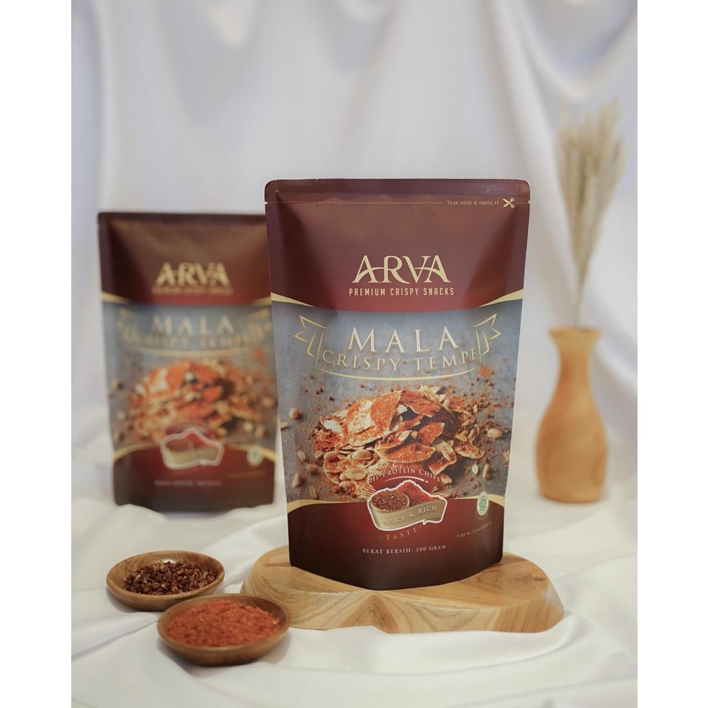 ARVA - MALA CRISPY TEMPE SNACK - 100 GR (PREMIUM &amp; HALAL)