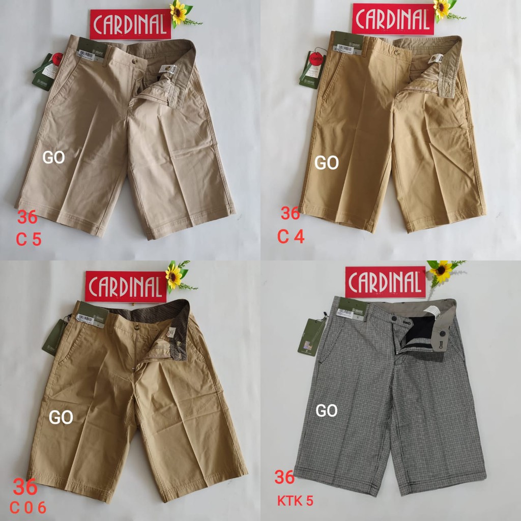 gof 36 CARDINAL FBBXX Celana Pendek Polos Stretch Kotak Motif Original Celana Santai Laki-Laki