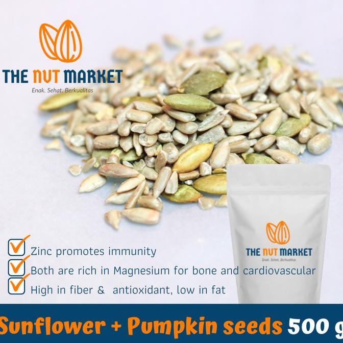 

Mixed sunflower dan pumpkin seeds roasted 500 gram EKONOMIS