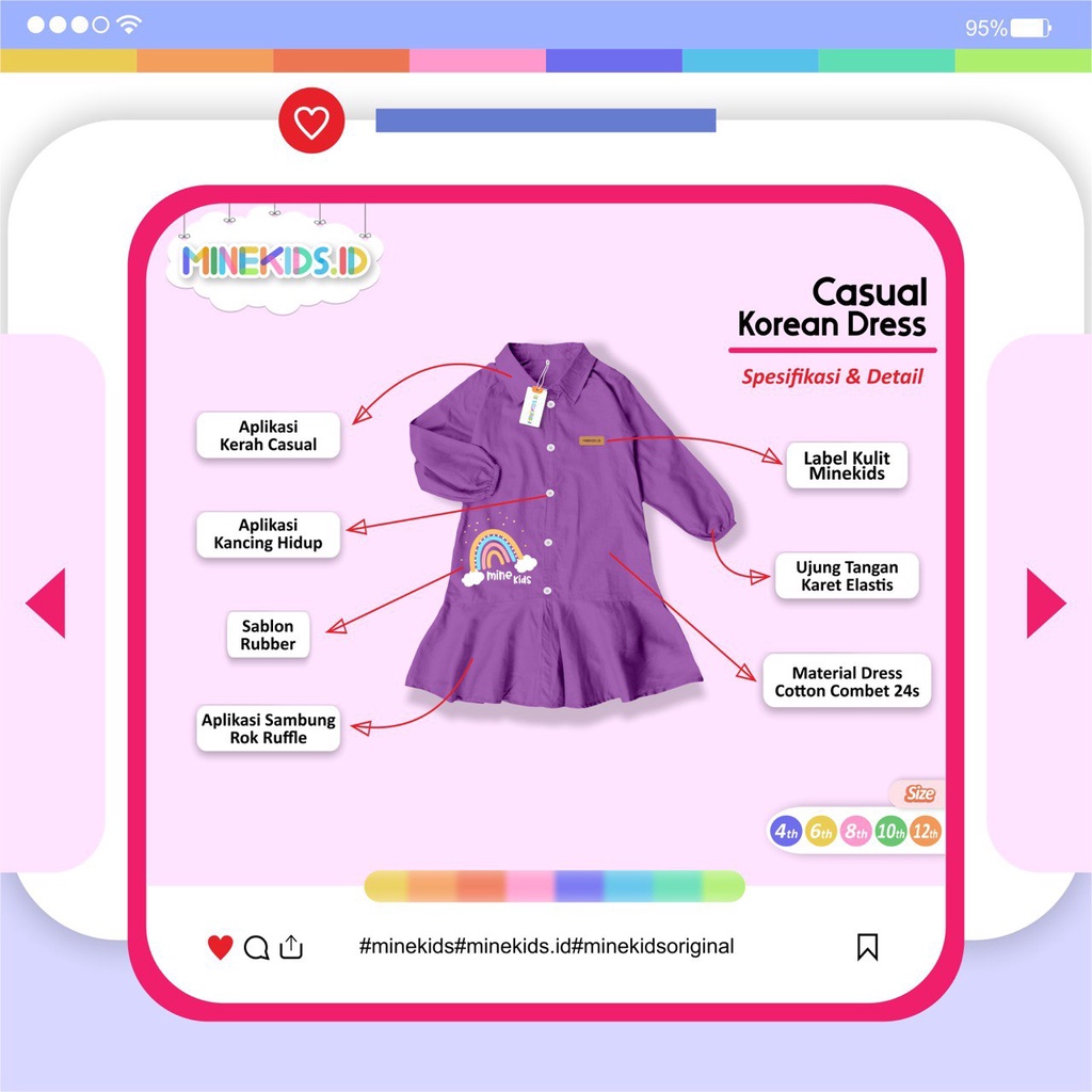 TERBARU Minekids Midi Dress Anak Perempuan/Midi Dress Anak/Dress Anak