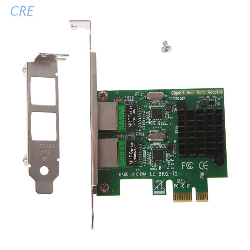 Cre Kartu Jaringan Ethernet Gigabit PCI-E X1 Dual Port 10 / 100 / 1000Mbps