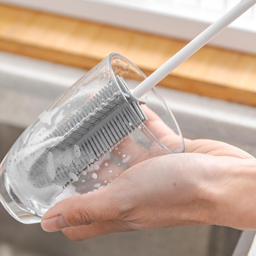 Sikat Pembersih Botol Susu Bahan Silikon Dengan Gagang Panjang Untuk Dapur