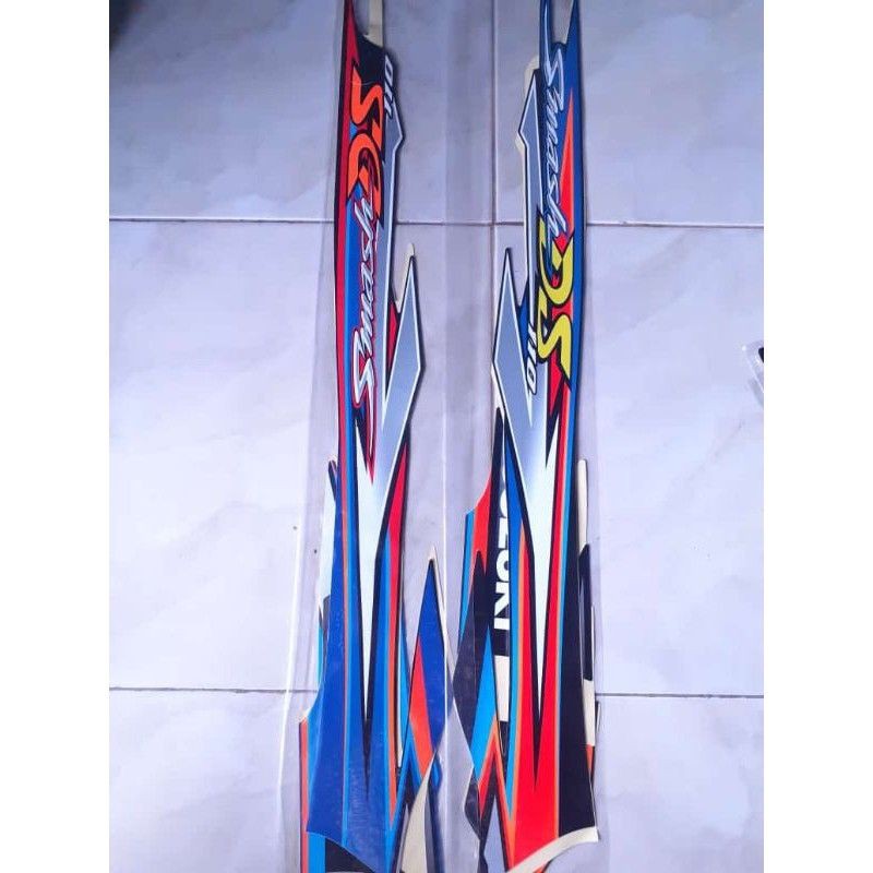 Striping sticker standar suzuki smash DS biru hitam