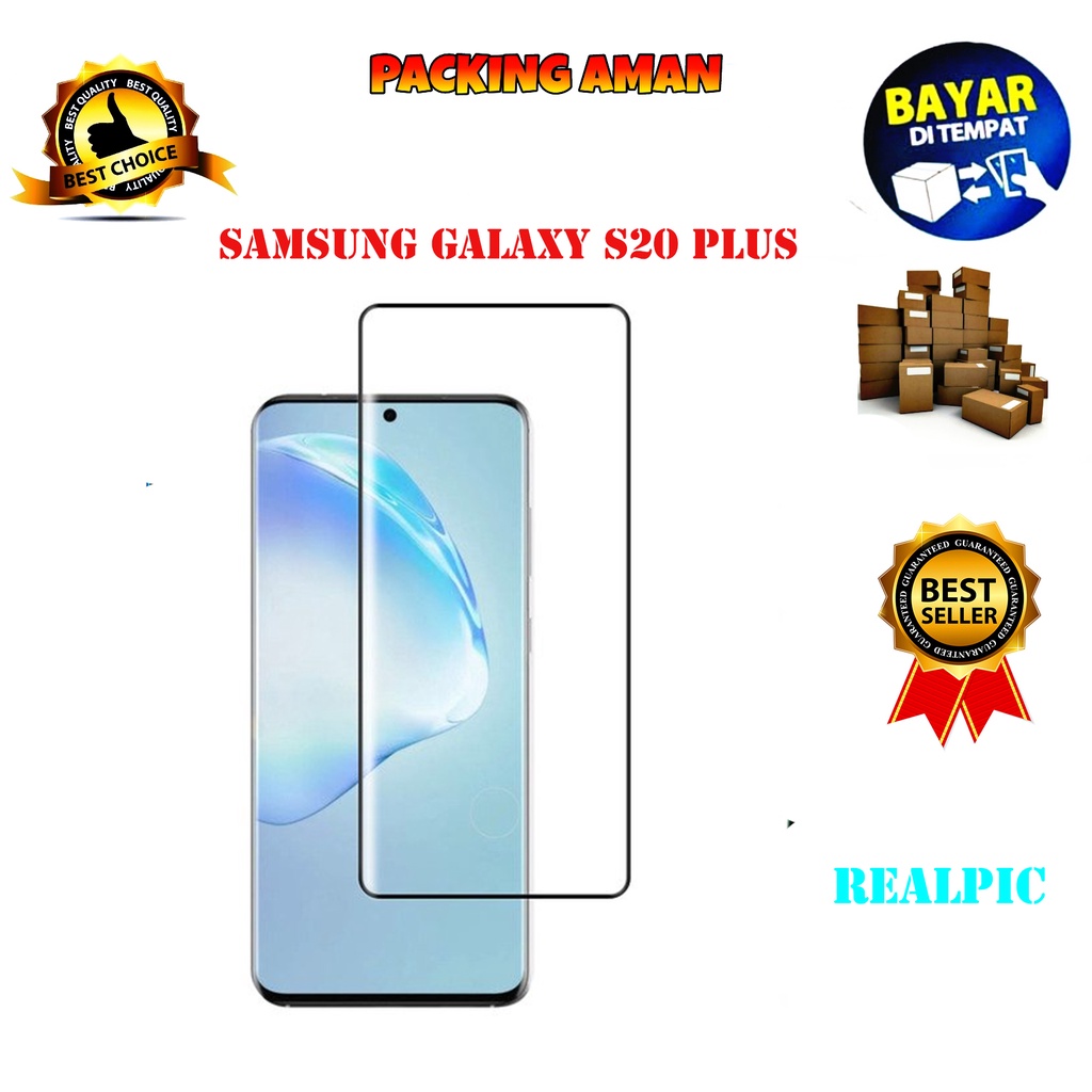 Tempered Glass Samsung Galaxy S20 Plus Full Cover / Full Screen Protector Anti Gores