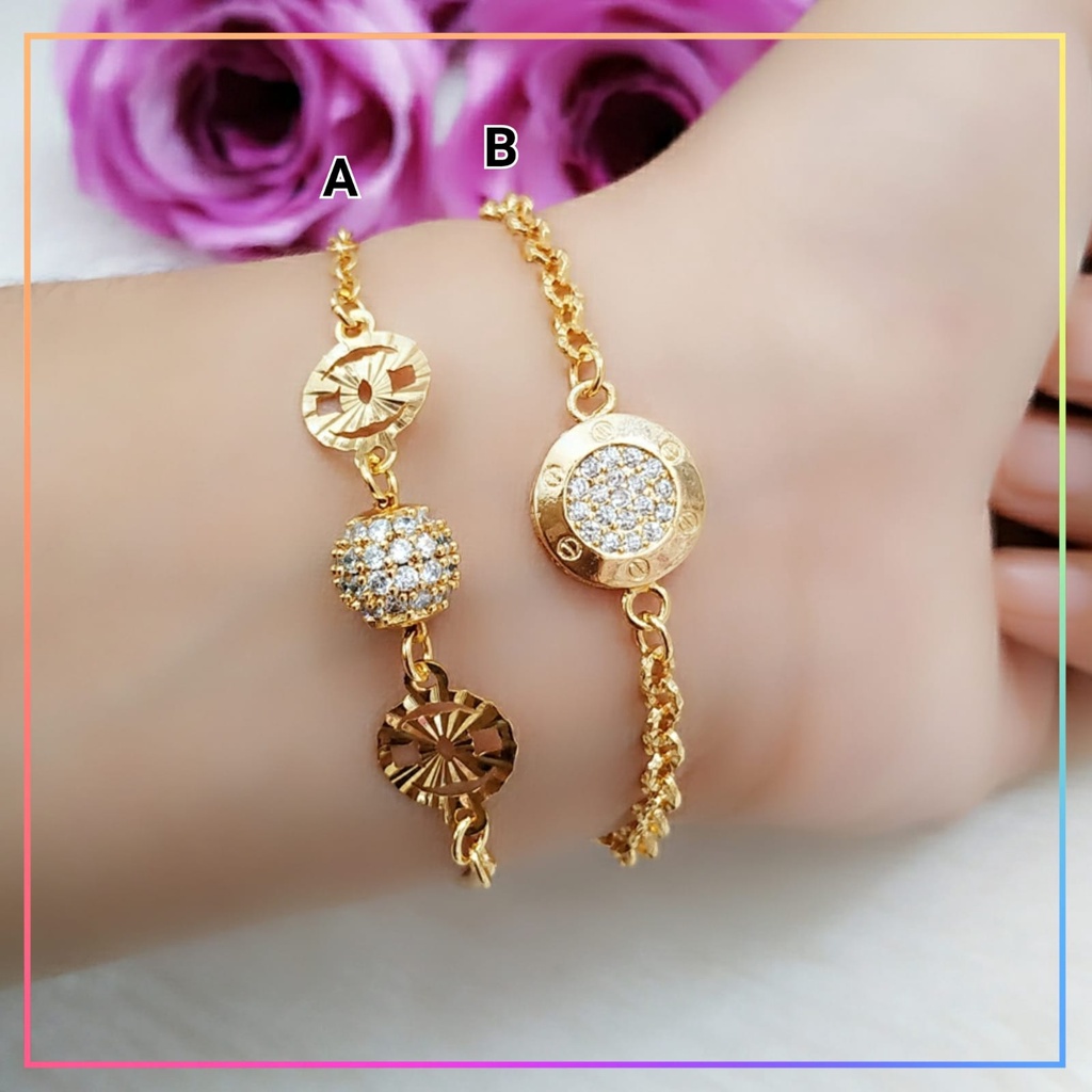 Gelang xuping gelang dewasa jurai bola permata cantik perhiasan lapis emas GL 105