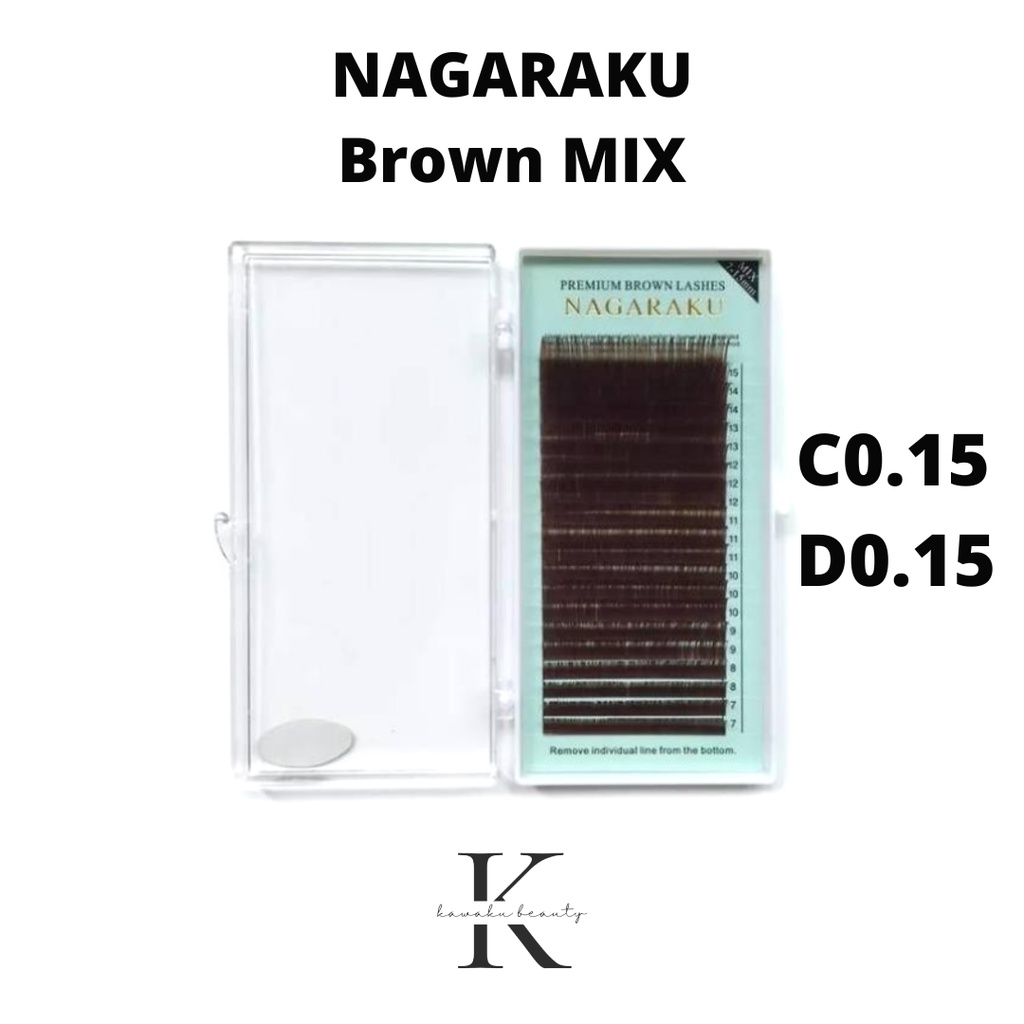 Nagaraku Premium Brown Lash Mix Size / BULU mata palsu warna coklat