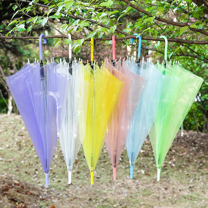 Korean Transparent Umbrella / Payung Transparan Style Korea Jepang Polos Warna Warni Payung Lipat Bening Cantik Payung Rainbow Umbrella Fashionable