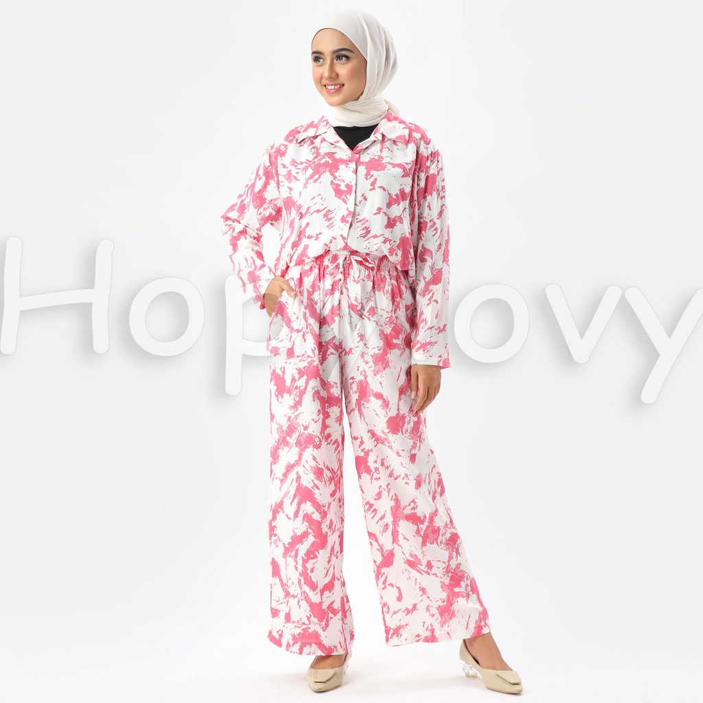 HOPYLOVY - Setelan Wanita Motif Tie Dye Bahan Premium Jumbo Refita