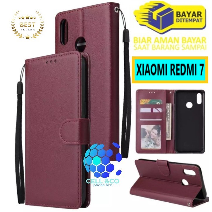 Flip cover XIAOMI REDMI 7 Flip case buka tutup kesing hp casing flip case leather wallet