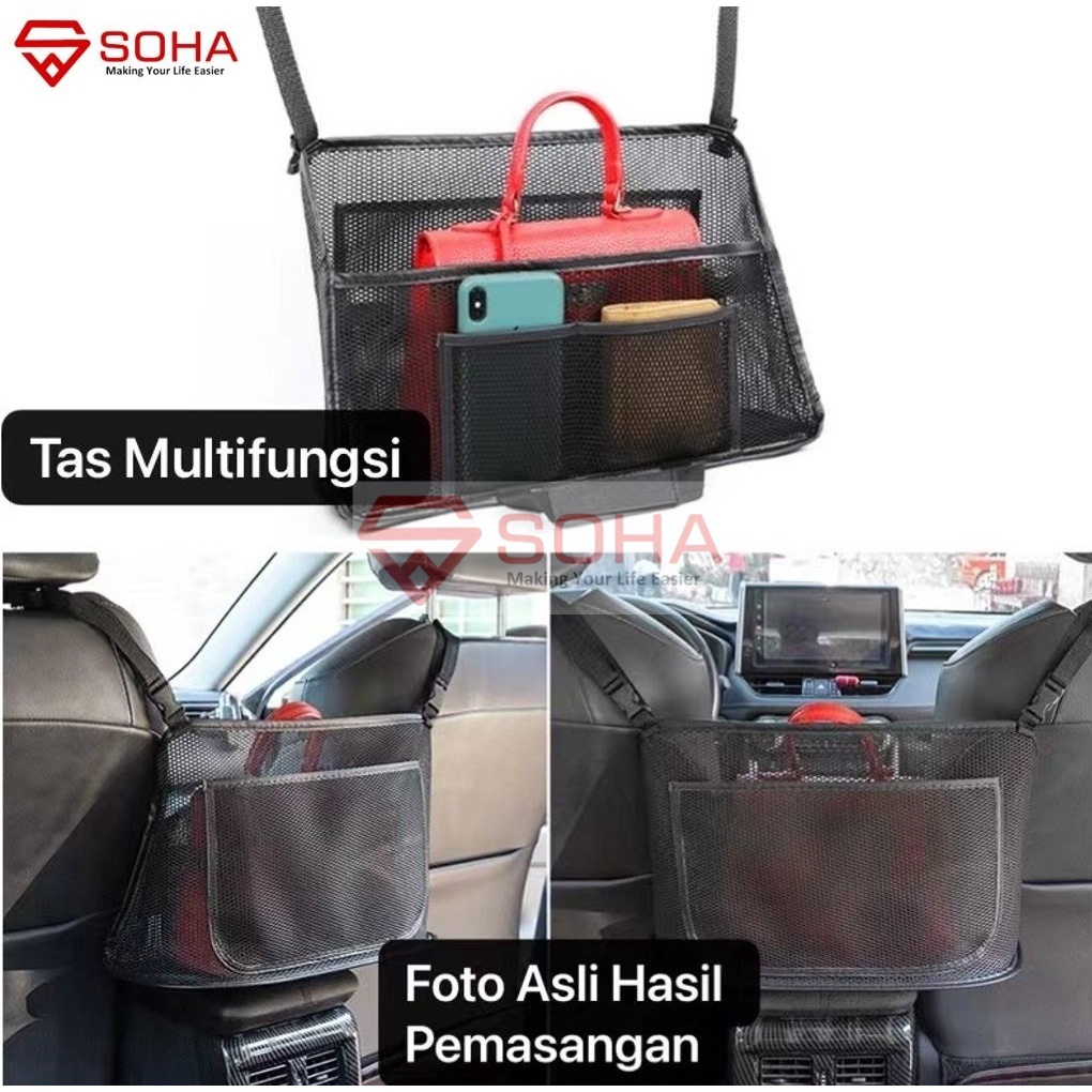 Tas Universal Car Storage Organizer Set Net Kantong Tas Jaring Penyimpan Mobil Tampas Tas Serbaguna Ada Karet Taruh Botol Anti Jatuh AM-06 AM-5 1