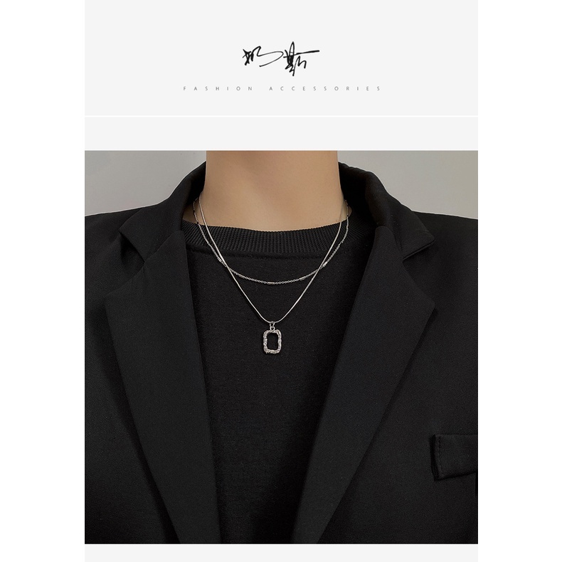 Korea fashion style berlapis emas perak double-layer twin kalung tidak teratur dengan kepribadian ge
