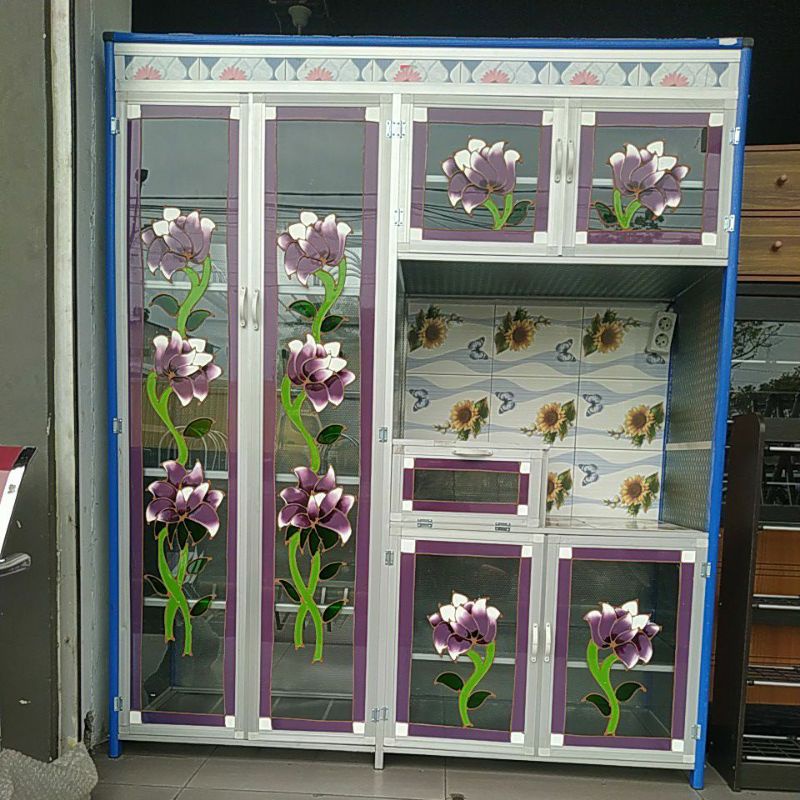 Rak Piring Kaca Keramik 4 Pintu - Rak Piring Aluminium 4 Pintu  - Medan