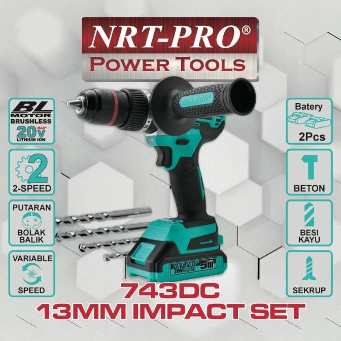 &<&<&<&] NRT PRO DC 743HD Impact cordless drill 13mm bor Tembok BRUSHLESS DC743