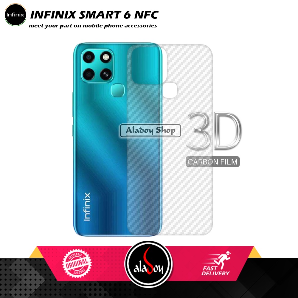 PROMO 3 IN 1 PAKET Tempered Glass Infinix Smart 6 NFC Free Tempered Glass Camera dan Skin Carbon