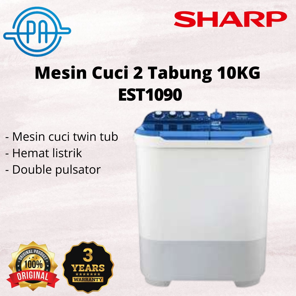 MESIN CUCI 2 TABUNG SHARP EST 1090 / EST1090 10 KG