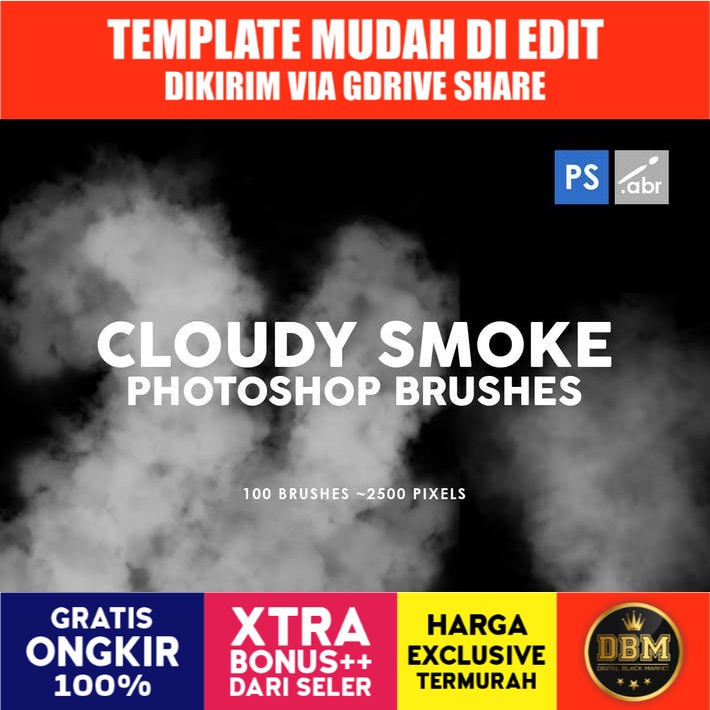 100 Cloudy Smoke - Photoshop Stamp Brushes