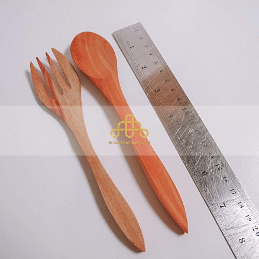 Sendok Garpu Kayu Set 18cm – Sendok Kayu – Garpu Kayu