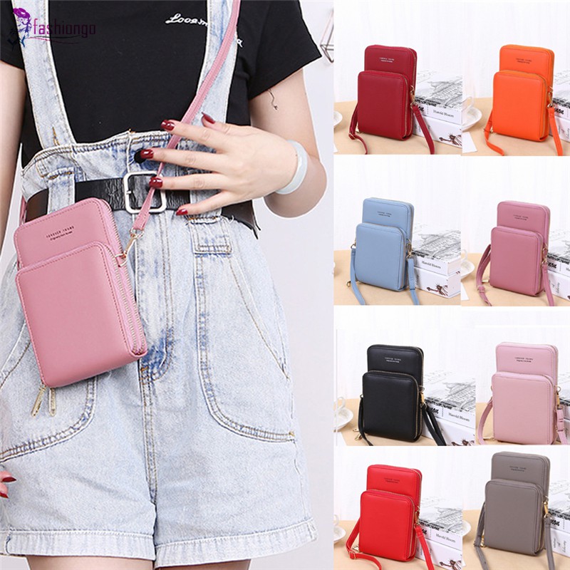 Fa Tas Selempang Mini Holder Hp Kartu Bahan Kulit Pu Warna Fa Tas Selempang Mini Holder Hp Kartu Bahan Kulit Pu Warna