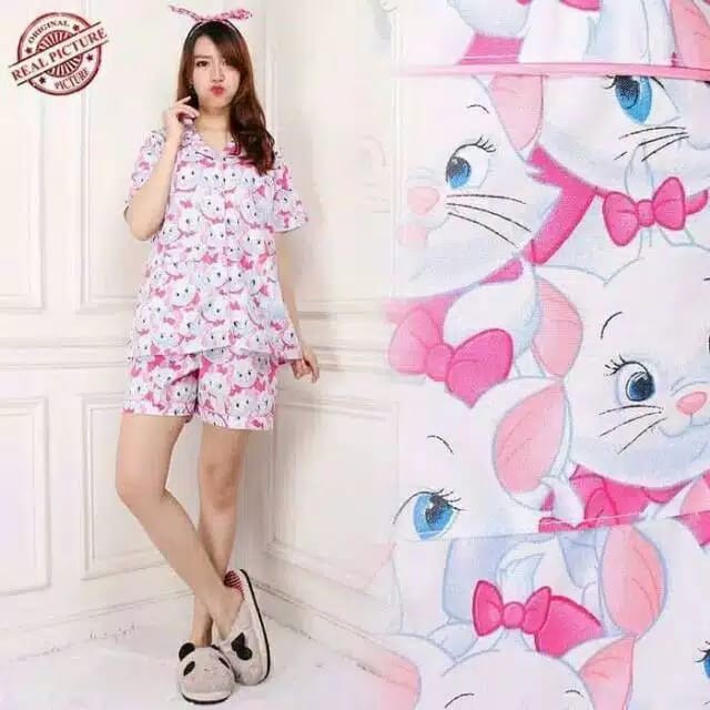 jinostarry BAJU TIDUR PIYAMA HP,CP,PP,DST KARAKTER-HP marie cat