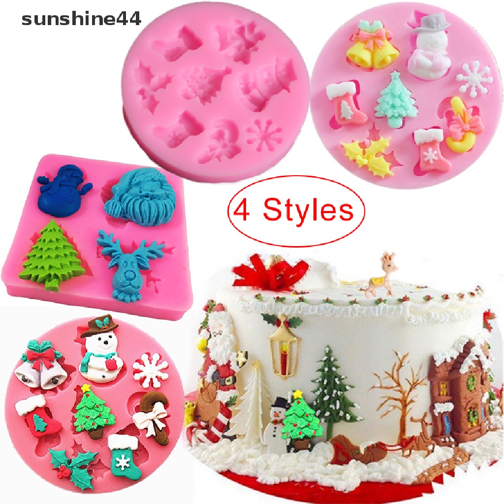 Sunshine Cetakan Fondant / Cokelat / Pastry / Permen Bahan Silikon Bentuk Santa Claus Natal