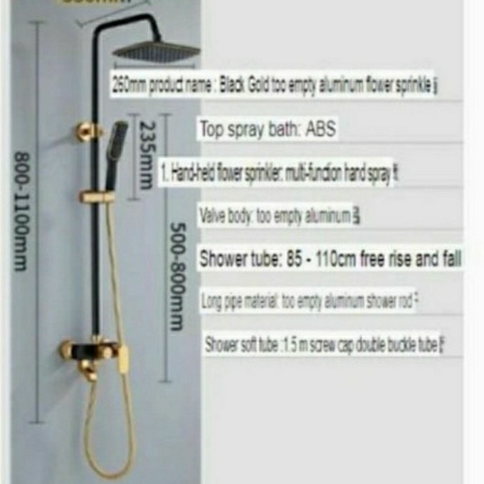 shower-tiang- shower tiang set colum gold emas model onda /shower mandi black hitam -tiang-shower.