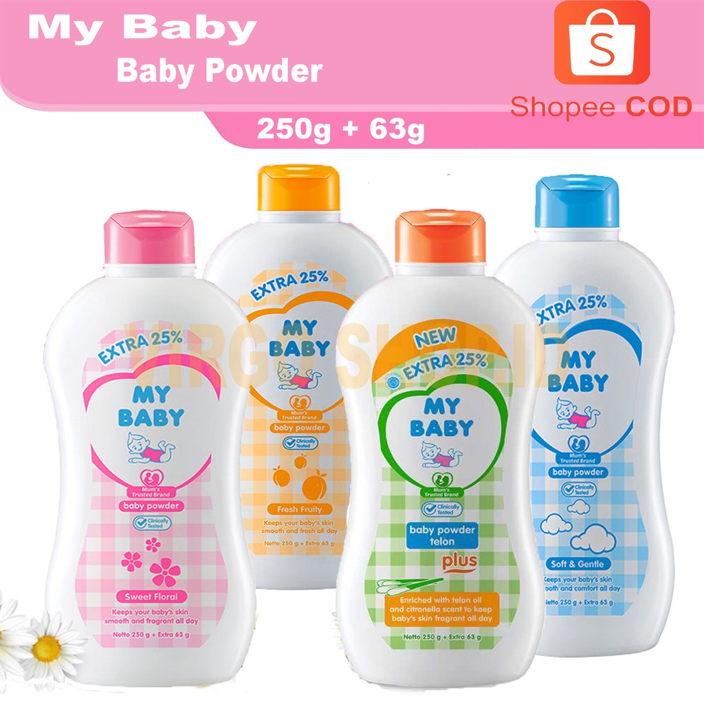 Bedak Bayi My Baby Powder 250g + 63g / My Baby / Perlengkapan Mandi Bayi / Bedak My Baby / Perlengkapan Bayi / Perlengkapan Mandi / My Baby Powder / Bedak Bayi My Baby / Perlengkapan Bayi