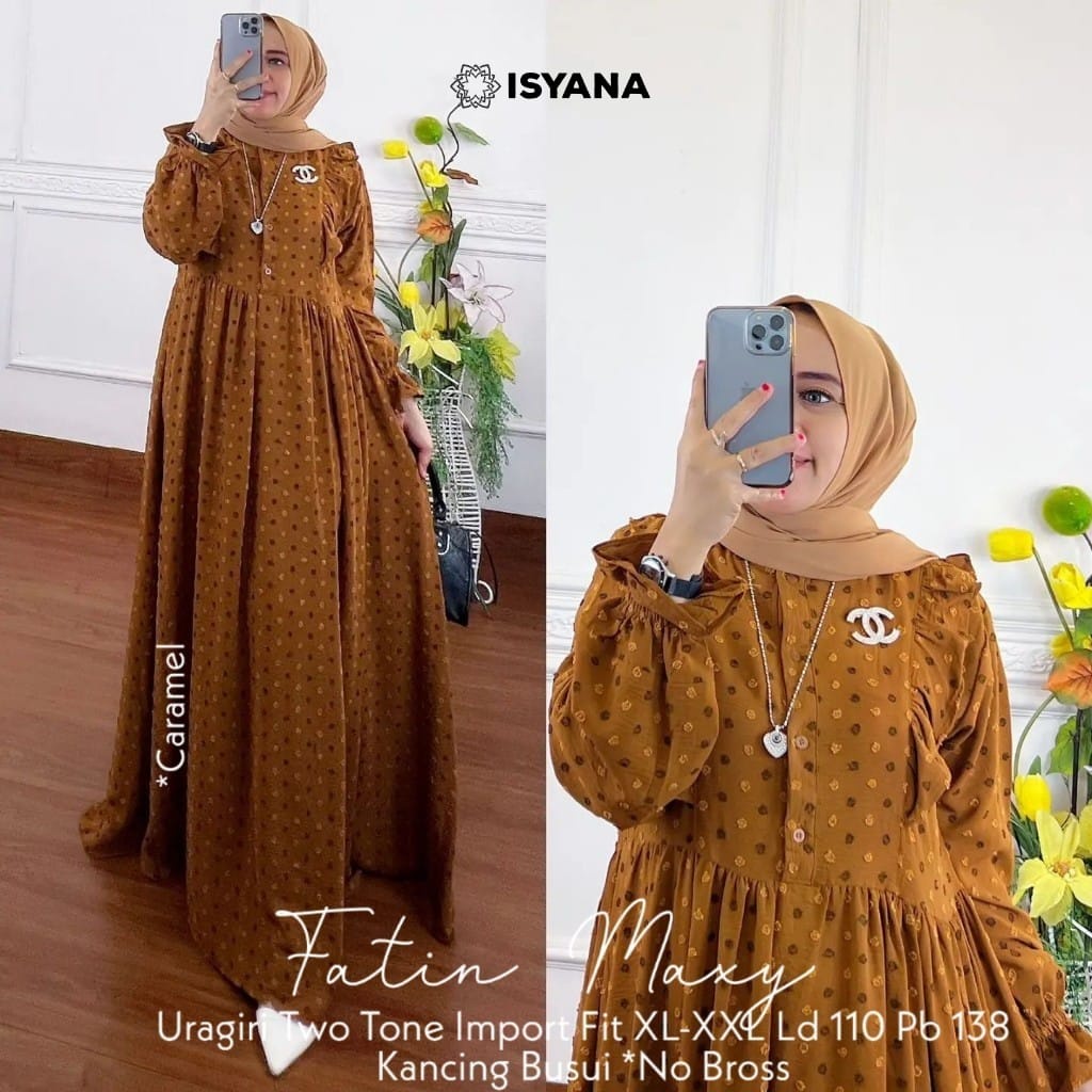 fatin maxy pakaian baju gamis syari long dress dres longdress maxi panjang adem jumbo ld 110 xxl big