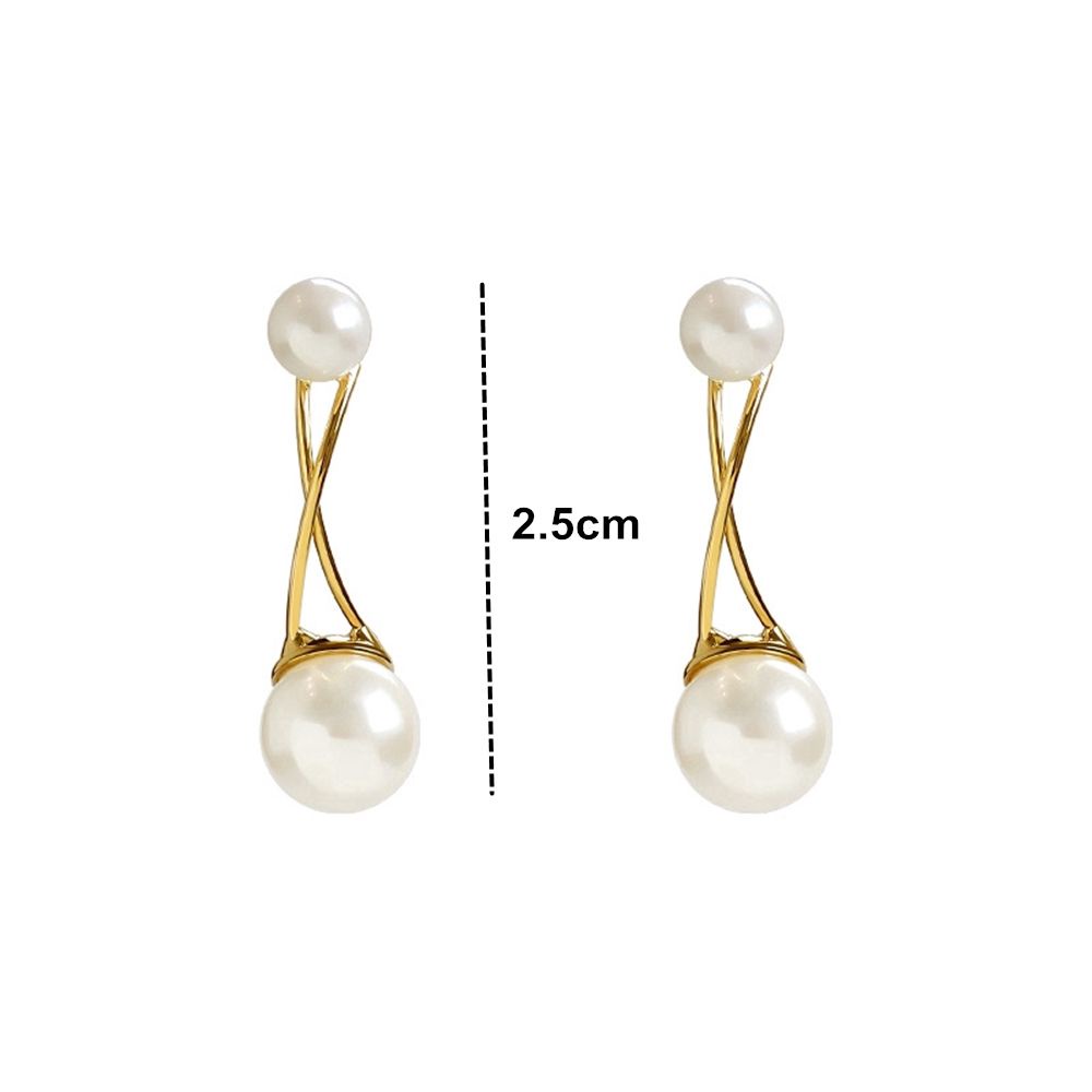 Suyou Anting Tusuk Gantung Lapis Silver Desain Geometri Hias Mutiara Imitasi Untuk Wanita