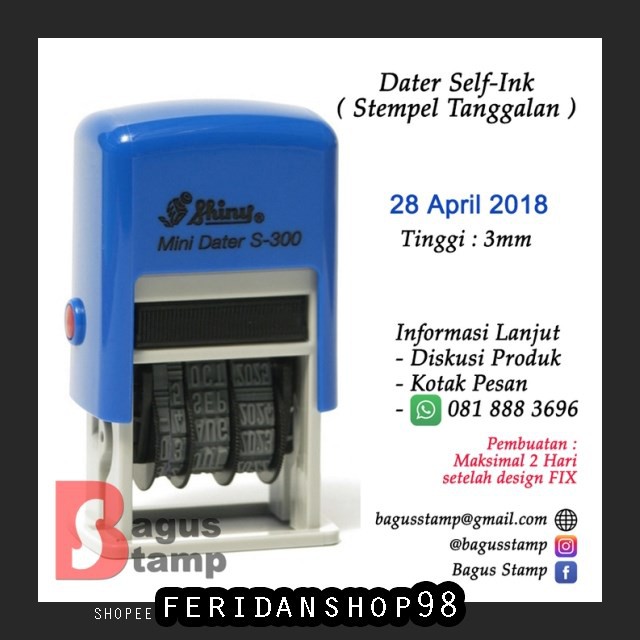 

BT638 STEMPEL TANGGAL BEST DATER OTOMATIS SHINY S300 MINI DATER STAMP BY FERIDANSHOP98