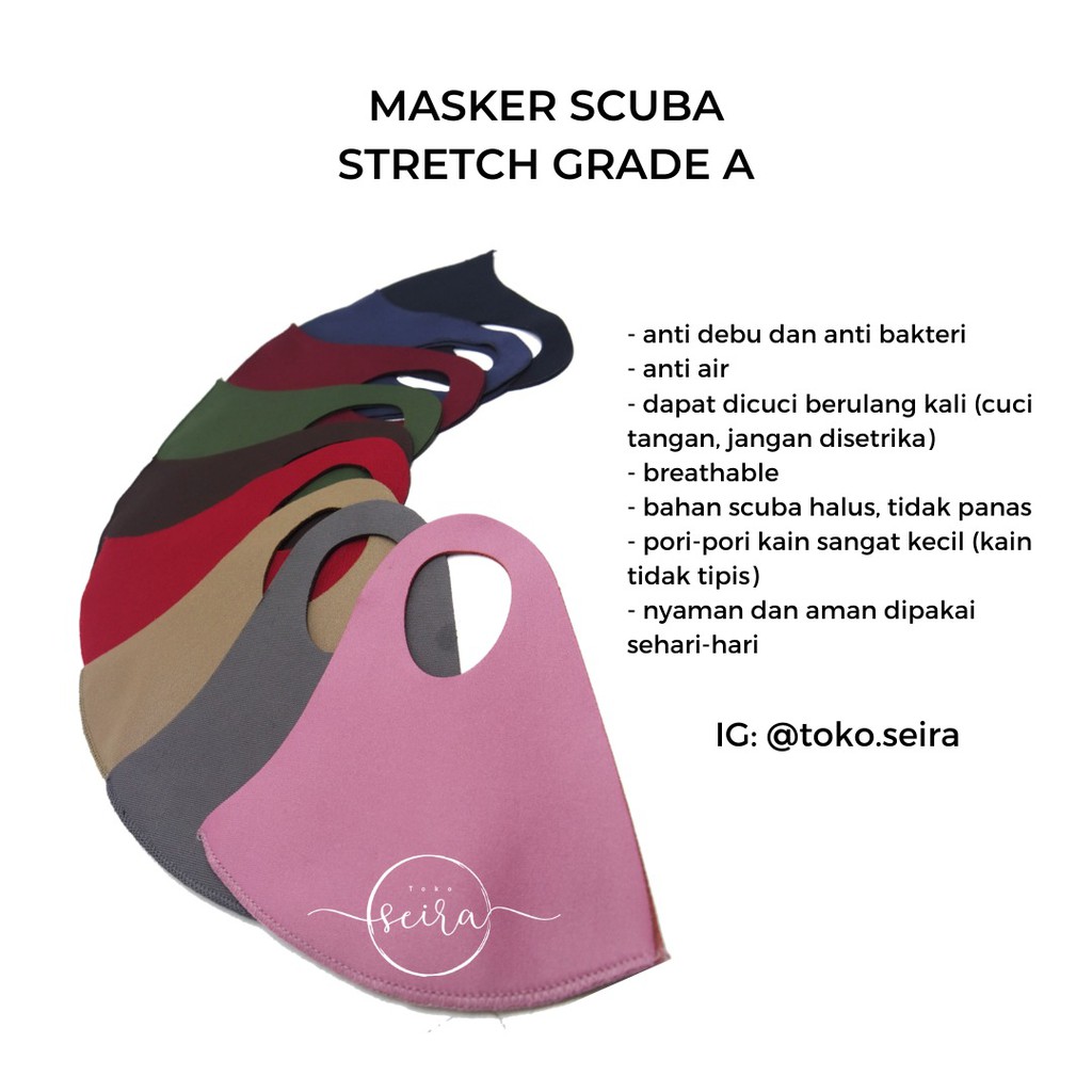 [BISA COD] Masker Korea Bahan Scuba Stretch Grade A Bahan Tebal Laser Cut + Jahit Rapih