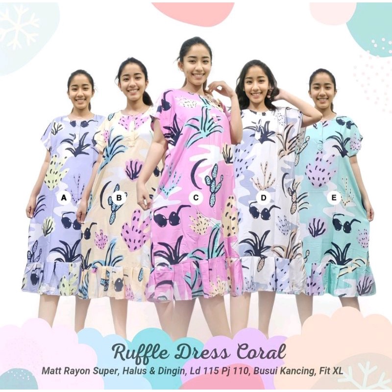 (COD) MEDAN B21 DASTER RUFFLE NAMIRA - DASTER BUSUI KANCING DEPAN LENGAN PENDEK - DASTER RAYON JUMBO