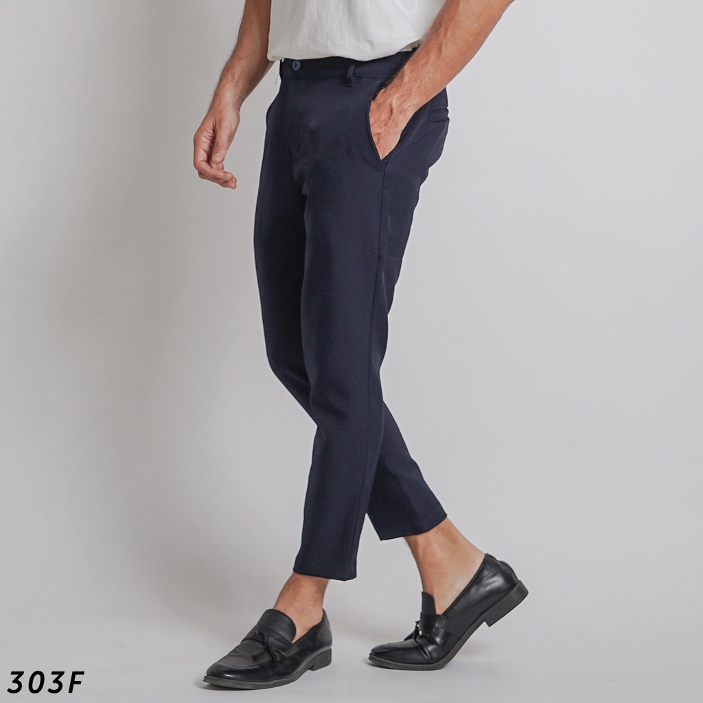 HSRM Celana Dapper Ankle Pants Navy 303 F | Celana Formal Ankle Pants Pria