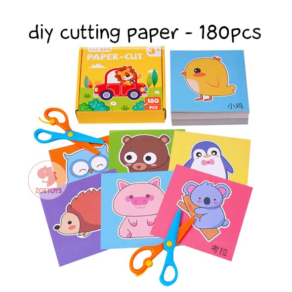 Zoetoys Diy Cutting Paper | Mainan Gunting Aktivitas Latihan Lembar Kerja Menggunting Papercut Art n Craft Cut Activity Set | Animal Origami Paper Craft Funny | Mainan Edukasi Anak