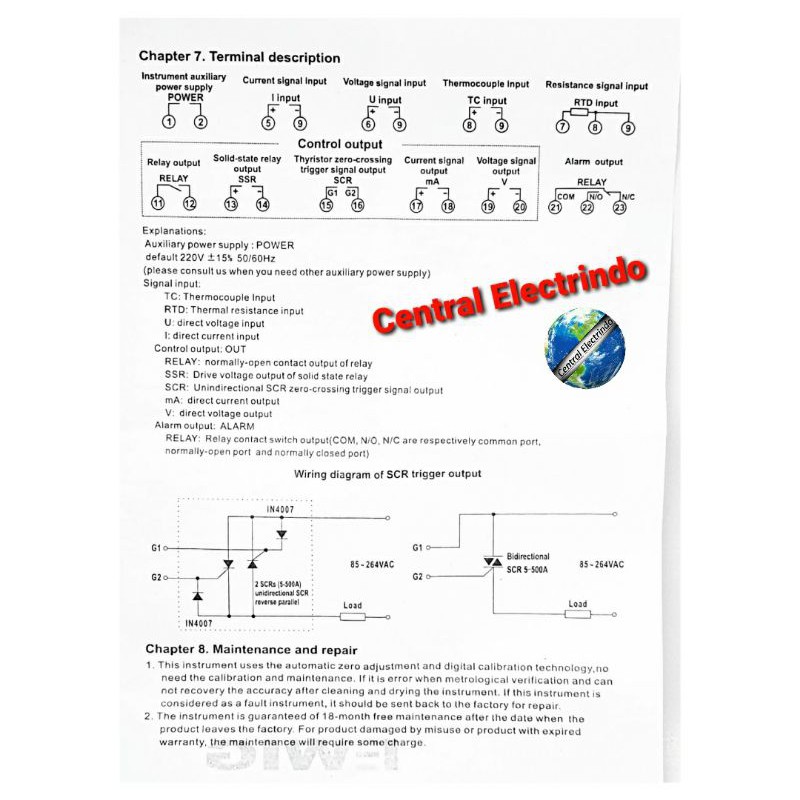 Temperature Controller/Thermo Control Digital E508-D21 72x72mm EWIG.