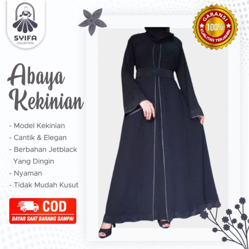 New Jubah Abaya Gamis abaya Maxi Dress Bordir Zhepy Hitam Polos Arab saudi Turkey / turki Dubai umro